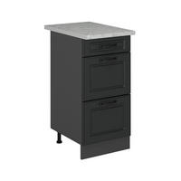 KÜCHENUNTERSCHRANK R-Line Anthrazit Landhaus 40 cm mit Schubladen, AP Marmor - Anthrazit, Holzwerkstoff (40/81.6/60cm) - Vicco
