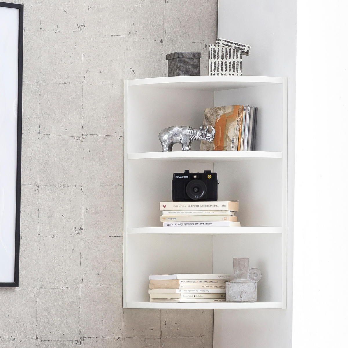ECKREGAL NIDDA MDF Runder Front Modern, Weiß 30x30x60 cm - Weiß, Holz (30/60/30cm) - KADIMA DESIGN