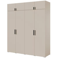 DREHTÜRENSCHRANK mit Aufsatz Napoli 4D 200 Kaschmir (schwarzer oder goldener Griff) - Kaschmir/Silberfarben, Holzwerkstoff/Kunststoff (200/35/60cm) - mzm24