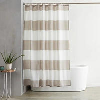 DUSCHVORHANG Weiß Polyester 180 x 180 cm bedruckt wasserabweisend mit Haken - Braun, Textil (180/180cm) - MCBOSON