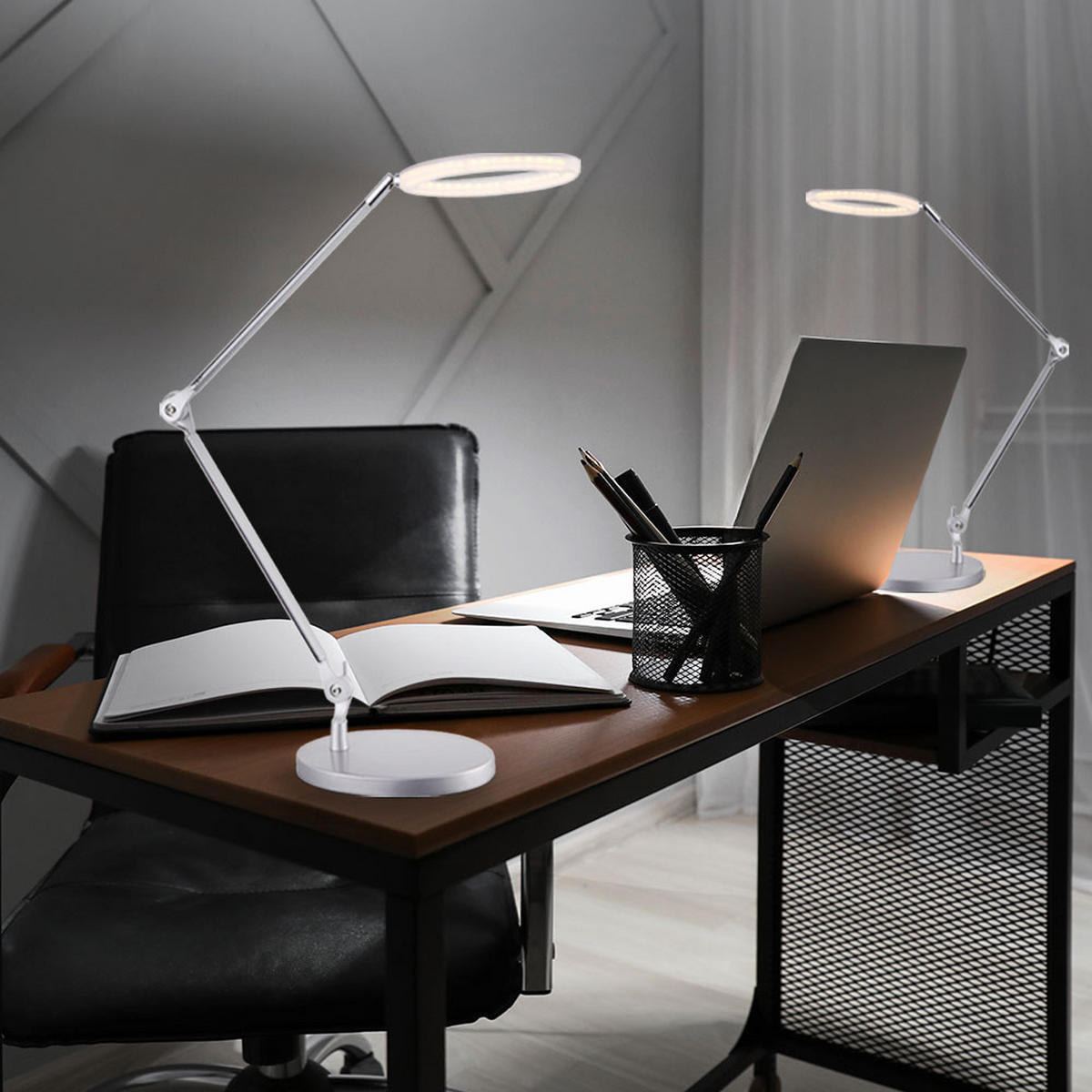 LED TISCHLEUCHTE ACE Silber satiniert - Silberfarben, Metall (8.4/8.4/80cm) - Globo Lighting