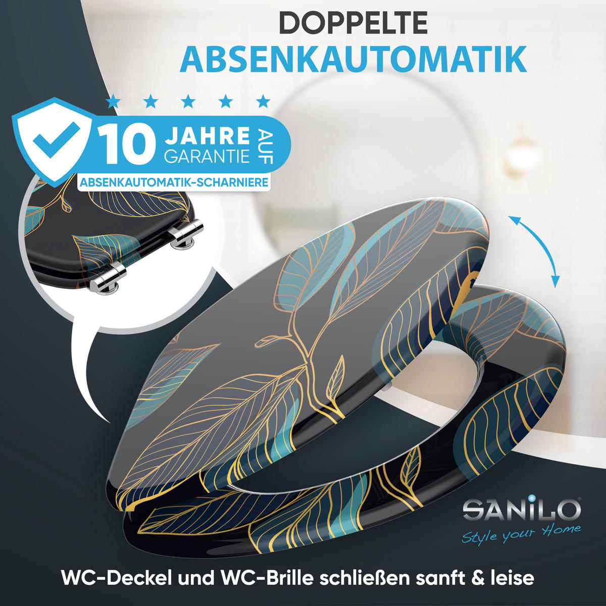 WC Sitz mit Absenkautomatik Tavira - Schwarz, Holzwerkstoff (38/6/47cm) - Sanilo