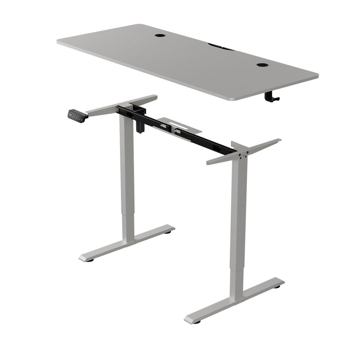 SCHREIBTISCH Office Stand weiß 140x60 cm höhenverstellbar - Weiß, Holz (60/140/117cm) - Juskys