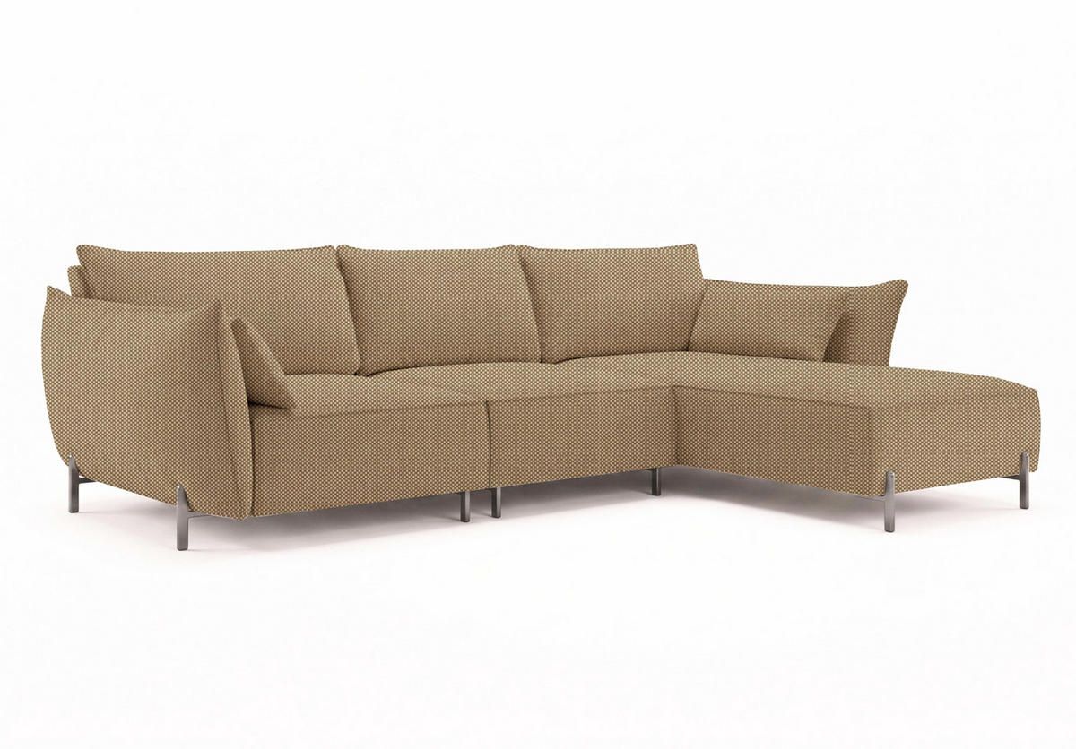 GARTENECKSOFA für Terrasse und Garten, Stoff Sunlight, Toffee, Rechts, SUNMEE - Braun, Holz (238/90/165cm) - Kaiser Möbel