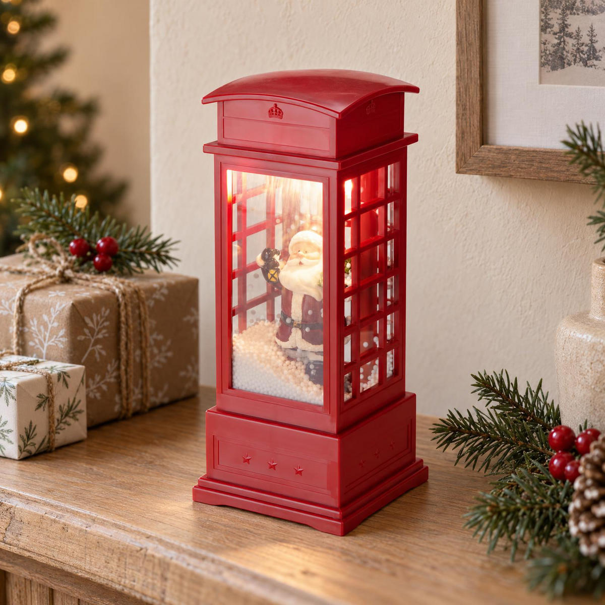 WEIHNACHTLICHES mit LED 10,5/10,5/25 cm - Rot, Kunststoff (10.5/25/10.5cm) - Home Styling Collection