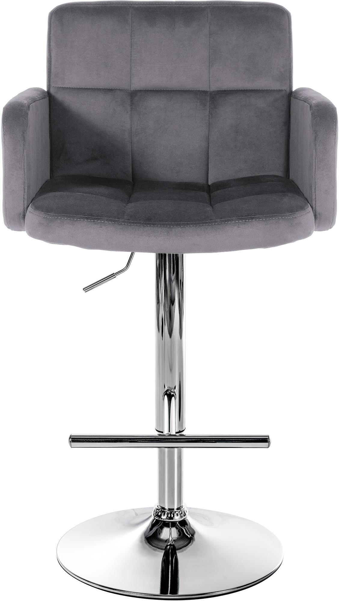 BARHOCKER 2er Set Sutun Samt Dunkelgrau Silber - Dunkelgrau, Textil/Metall (60/93/56cm) - DELUKE
