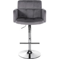 BARHOCKER 2er Set Sutun Samt Dunkelgrau Silber - Dunkelgrau, Textil/Metall (60/93/56cm) - DELUKE