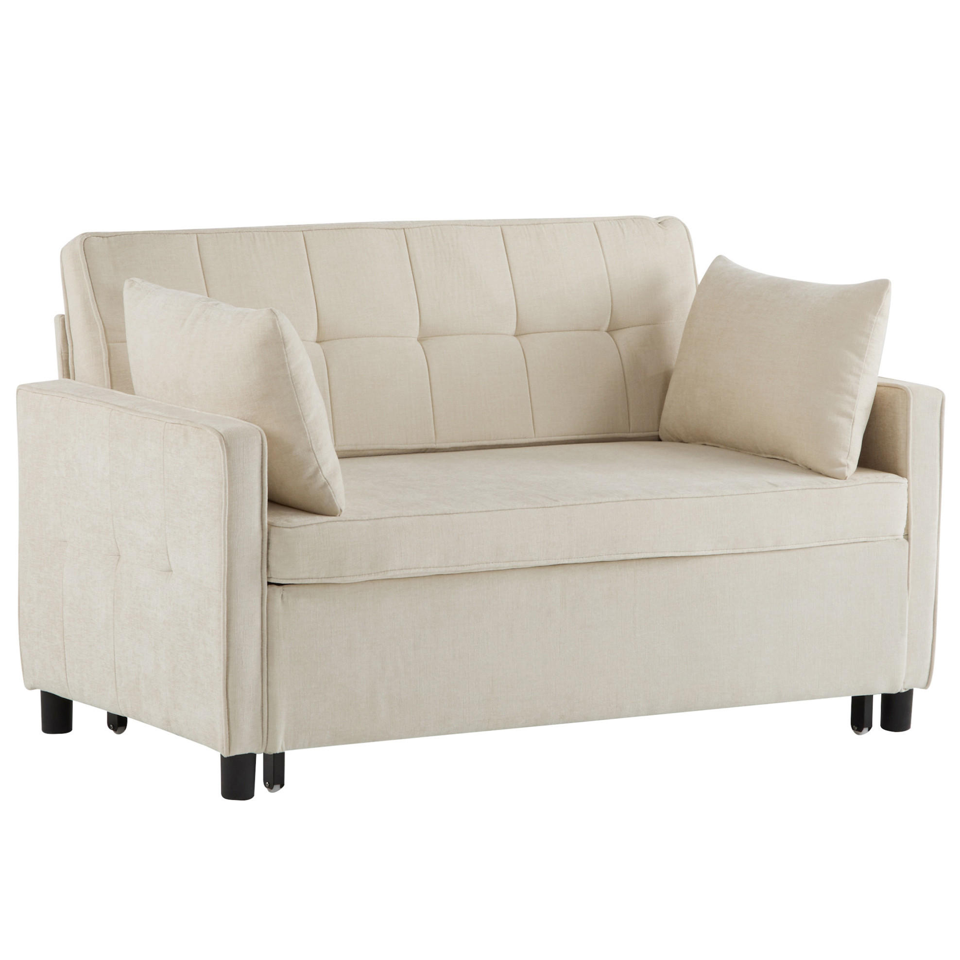 SCHLAFSOFA Chenille mit Ausziehfunktion und 2 Kissen Beige 142/79/85 cm - Beige, Textil (79/85/142cm) - Redom