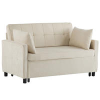 SCHLAFSOFA Chenille mit Ausziehfunktion und 2 Kissen Beige 142/79/85 cm - Beige, Textil (79/85/142cm) - Redom