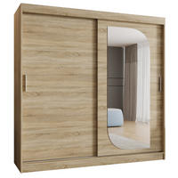 SCHWEBETÜRENSCHRANK 200/200/62 2-türig - Silberfarben/Sonoma Eiche, Holz (200/200/62cm) - MÖBEL KRYSPOL