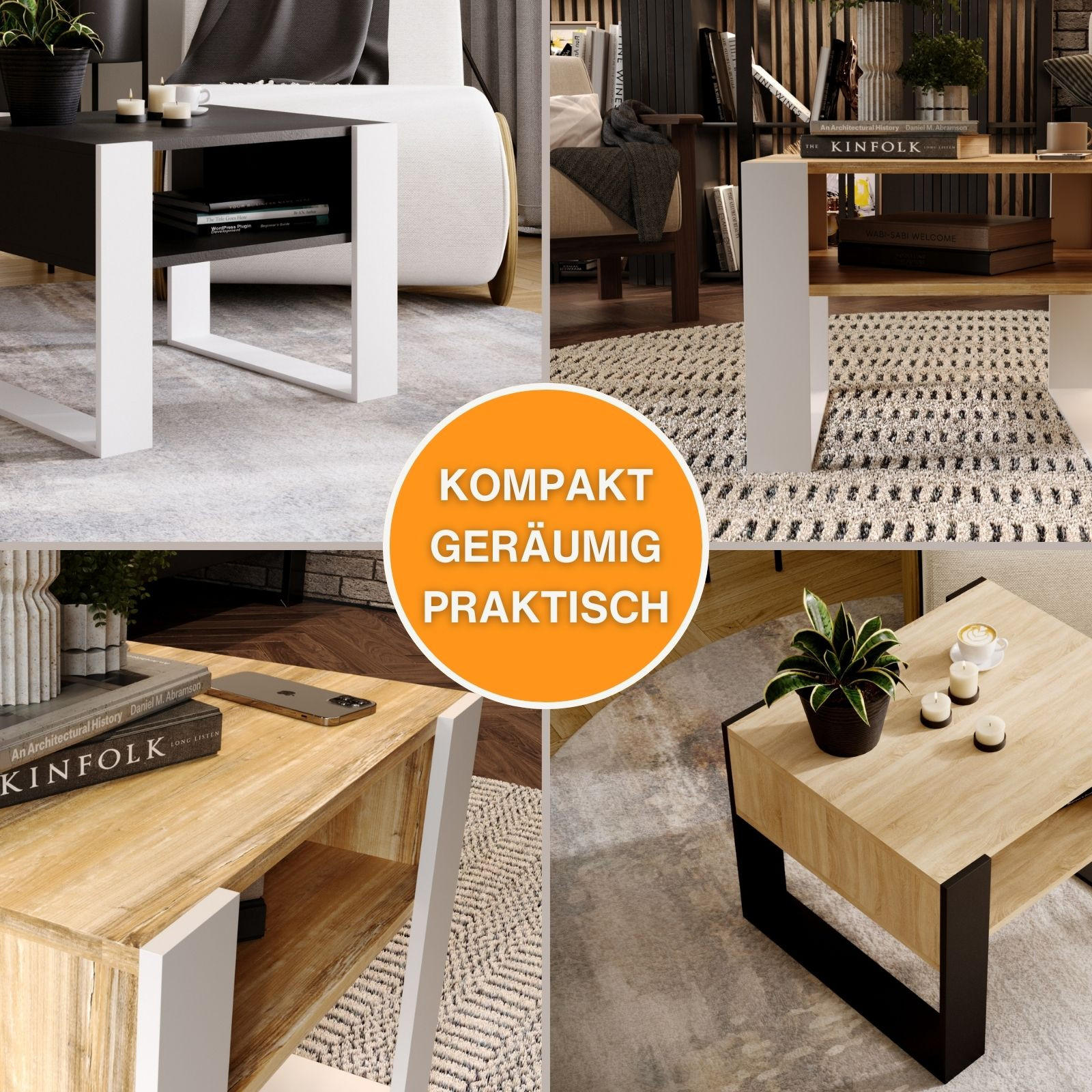 COUCHTISCH Karo65 65/45/53,6 - Schwarz/Weiß, Holzwerkstoff (54/65/45cm) - RAUMHIRSCH FURNITURE