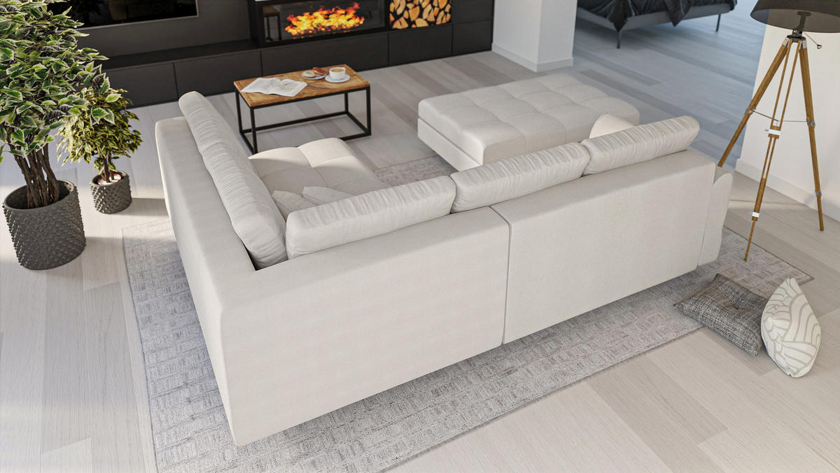 HOCKER Lorine Mikrofaser Ecru - Ecru, Textil (118/40/73cm) - S-Style Möbel