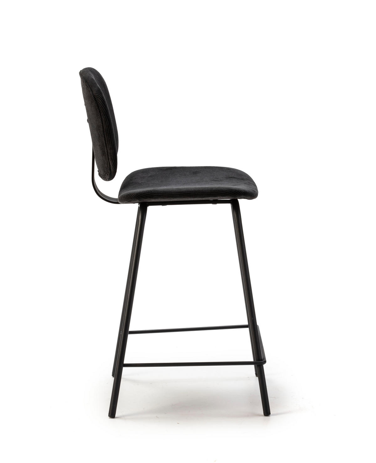 HOCKERN (Set aus 2) aus cordstoff mit schwarzen metallbeinen - arus 44/50/65 cm - Schwarz, Textil (50/65/44cm) - Calicosy