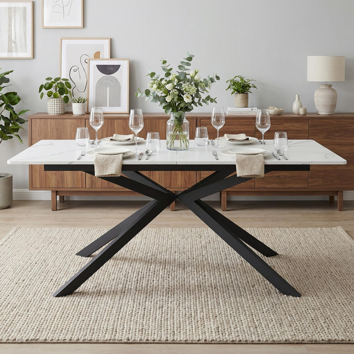 ESSTISCH ausziehbar 150–180 cm in Marmor-Optik - Weiß, Holzwerkstoff (70/180/76cm) - Urban Meuble