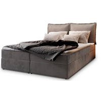 POSTEL BOXSPRING LENTE 160x200 cm, s matrací a úložným prostorem, šedá - šedá, kompozitní dřevo/textil (160/200cm) - MASSENO