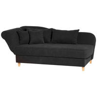 RECAMIERE mit Armteil links klappbar Katia Bezug Veloursstoff Buche natur / schwarz - Schwarz, Kunststoff (190/82/88cm) - 58aufmkessel