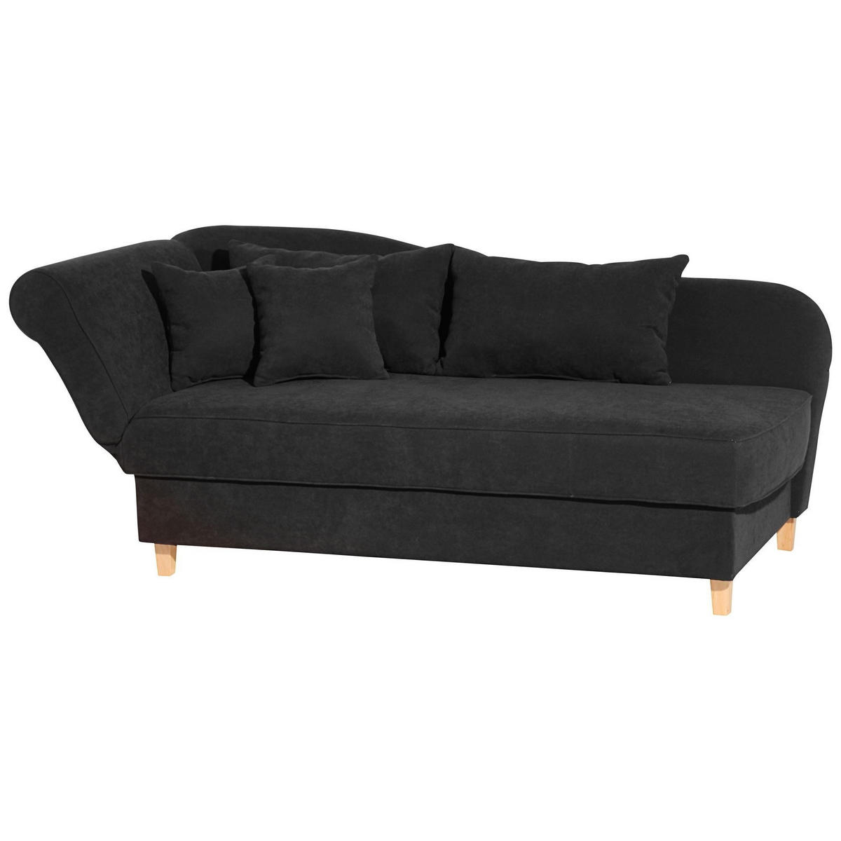 RECAMIERE mit Armteil links klappbar Katia Bezug Veloursstoff Buche natur / schwarz - Schwarz, Kunststoff (190/82/88cm) - 58aufmkessel