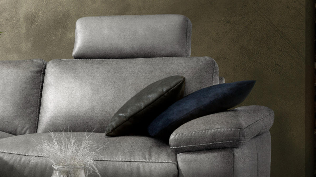 ECKSOFA MOTORISCH. RELAXFUNKTION LOLA Grau Webstoff - Schwarz/Grau, Textil (233/178cm) - KAWOLA