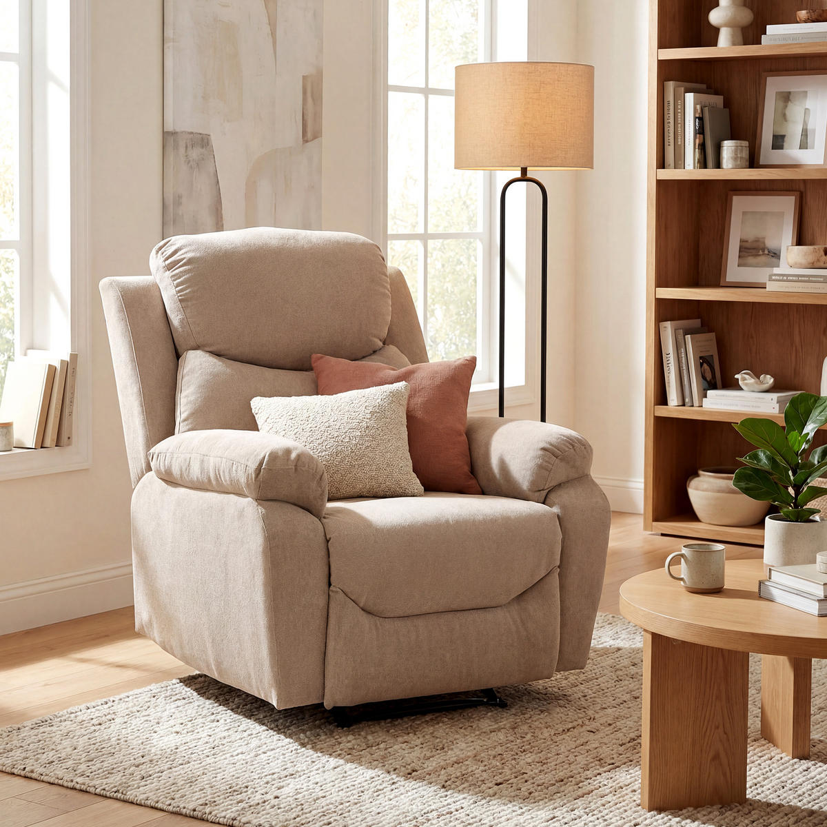 RELAXSESSEL Polyester Beige - Beige/Schwarz, Textil/Metall (85/105/93cm) - HOMCOM