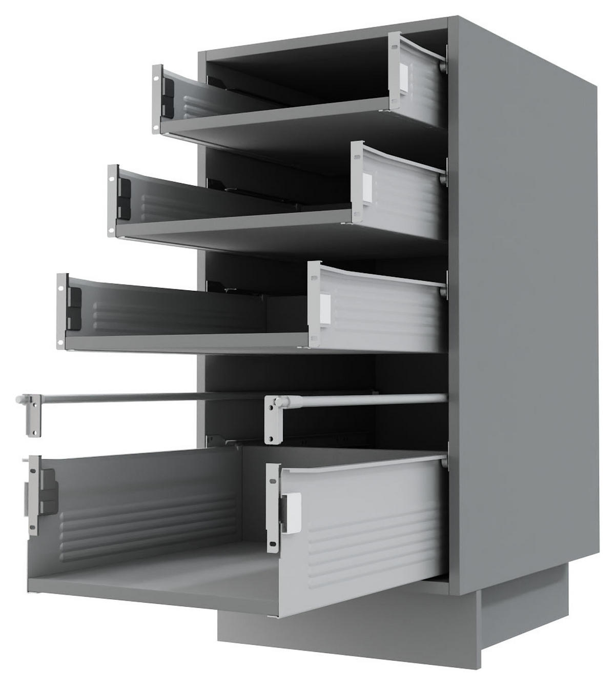 SCHUBLADENUNTERSCHRANK Brerra D4M/40 Korpus grau / Front RAL 6025 farngrün Matt 40 / 50 / 82 cm - Grau/Grün, Holz/Holzwerkstoff (40/82/50cm) - Feldmann-Wohnen