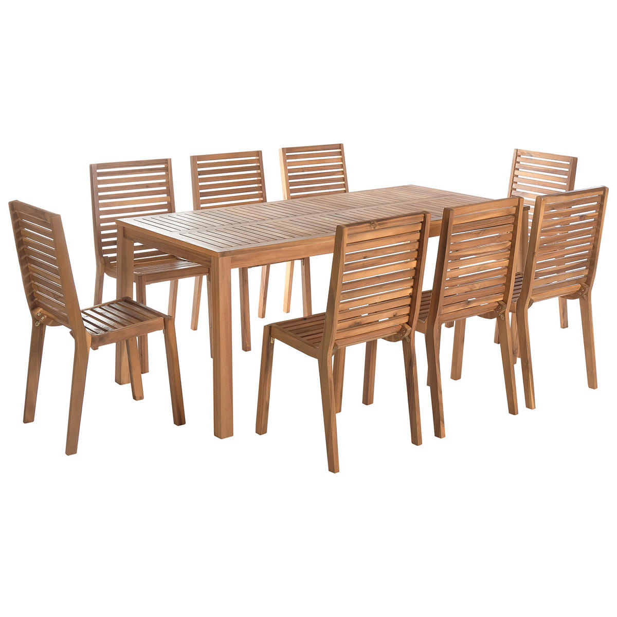 GARTENMÖBEL-SET 8-Sitzer Heller Holzfarbton Ombriano - Hellbraun, Holz - Beliani