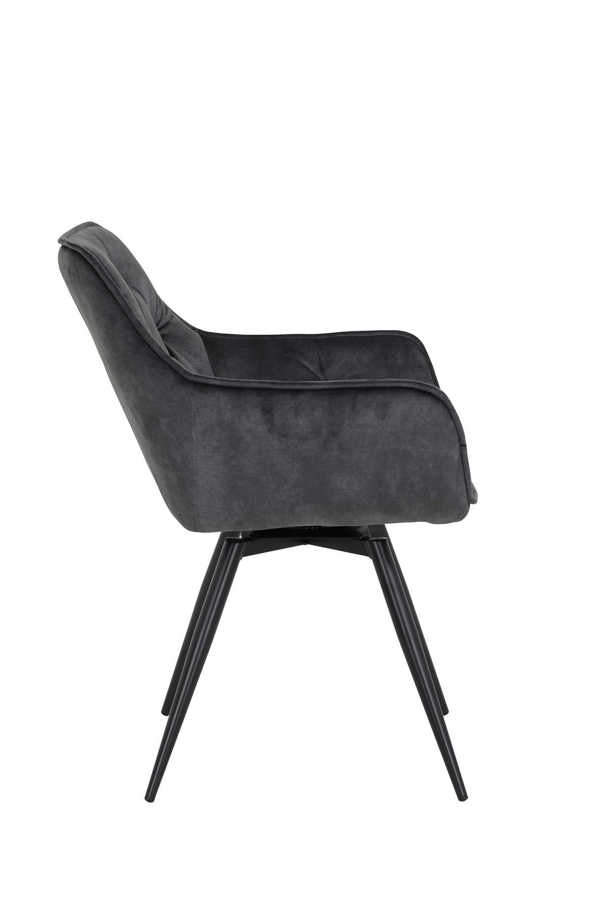 ARMLEHNSTUHL Florentina - Samtvelour Vintage Anthrazit - Anthrazit/Schwarz, Textil/Metall (56/82/63cm) - Hela Vertriebs GmbH