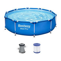 FRAMEPOOL, Rund, 366x76 cm, Aufstellpool, Komplettset, Familienpool, Gartenpool, mit Pumpe, robust, Sommerpool, groß, Outdoor, Planschbecken - Blau, Kunststoff (366/76/366cm) - Bestway