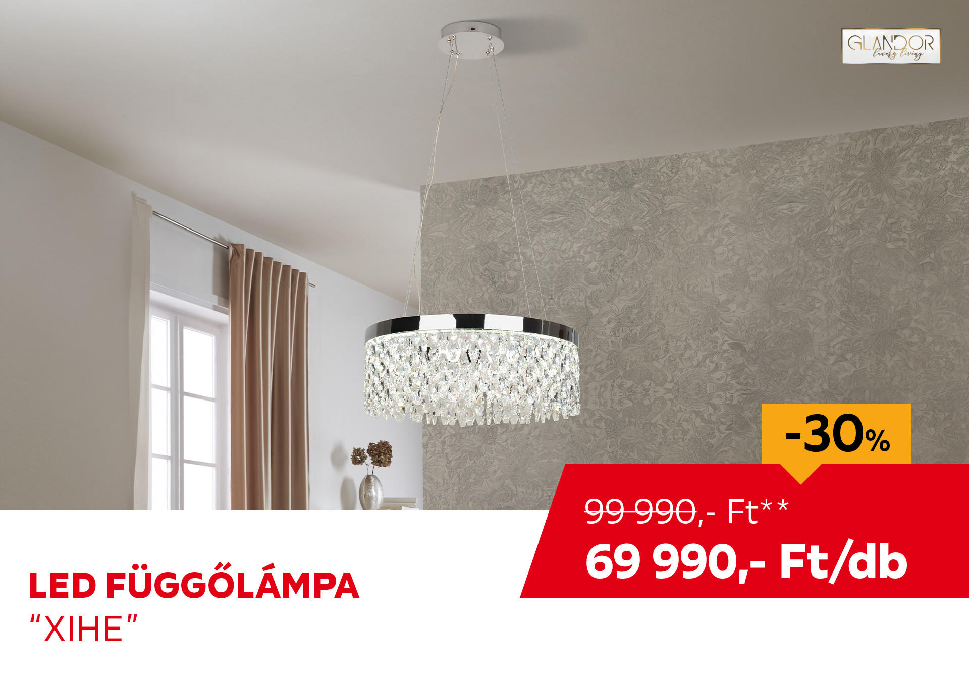 LED FÜGGŐLÁMPA "XIHE" Kiemelt termék 99990 Ft.- helyett 69990 Ft.-