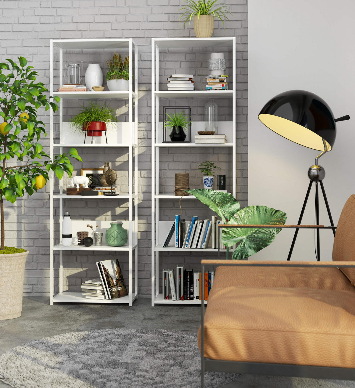 LOFT-REGAL Weiß 60x192x32 cm - Weiß, Holzwerkstoff/Metall (60/192/32cm) - Akord