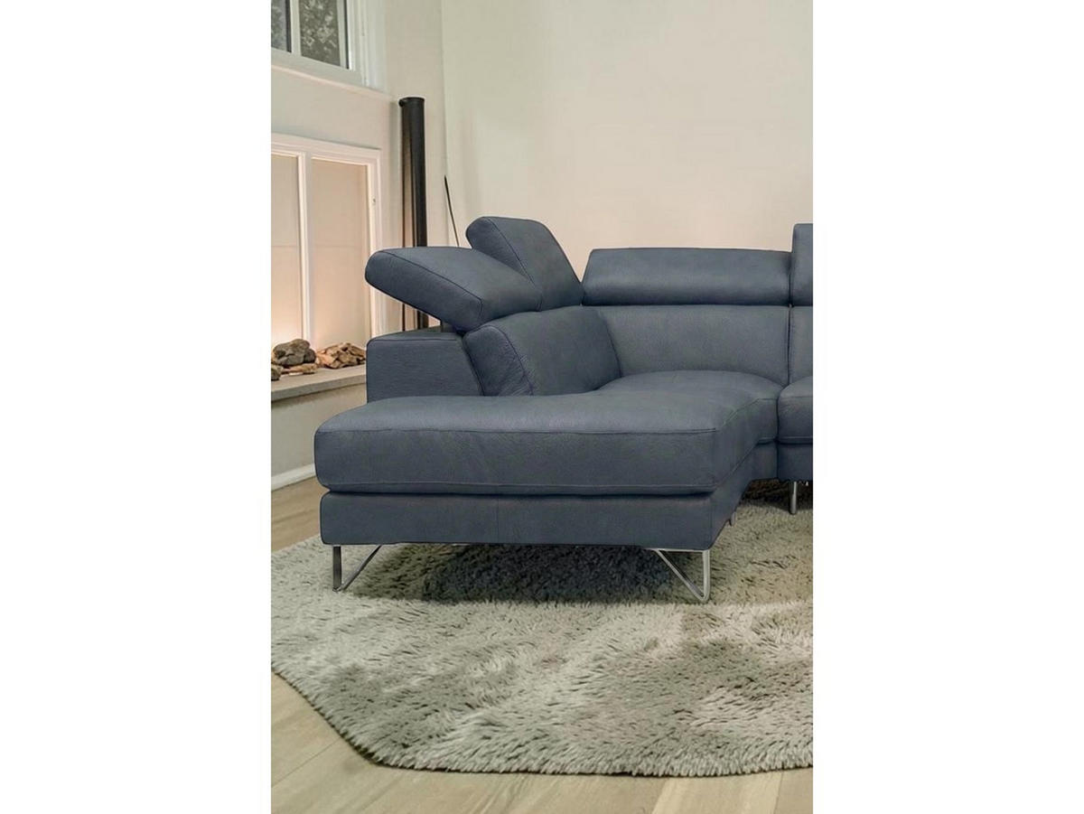 ECKSOFA Antares Echtleder Anthrazit - Anthrazit, Leder/Metall (276/224cm)