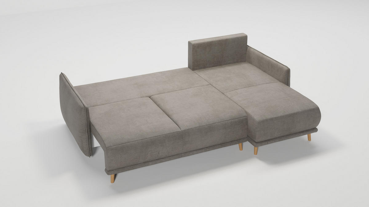 ECKSOFA Chroma Dunkelbeige Luxusmicrofaser - Beige/Braun, Holz/Textil (238/170cm) - S-Style Möbel