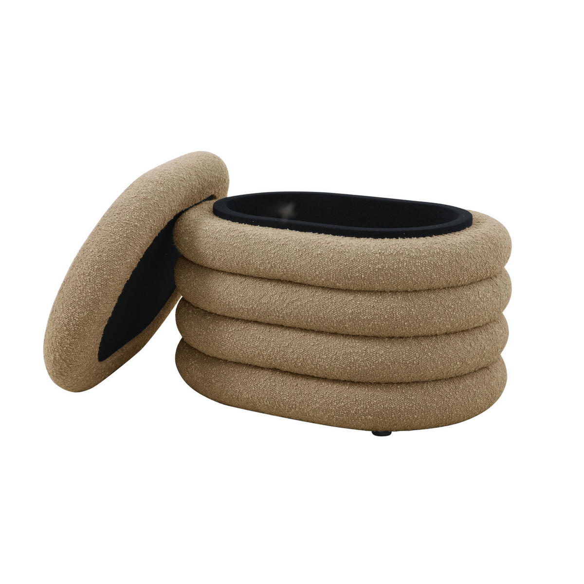 HOCKER BLOSSOM mit Aufbewahrung Boucle Hellbraun - Braun, Textil (45/42/60cm) - SVITA