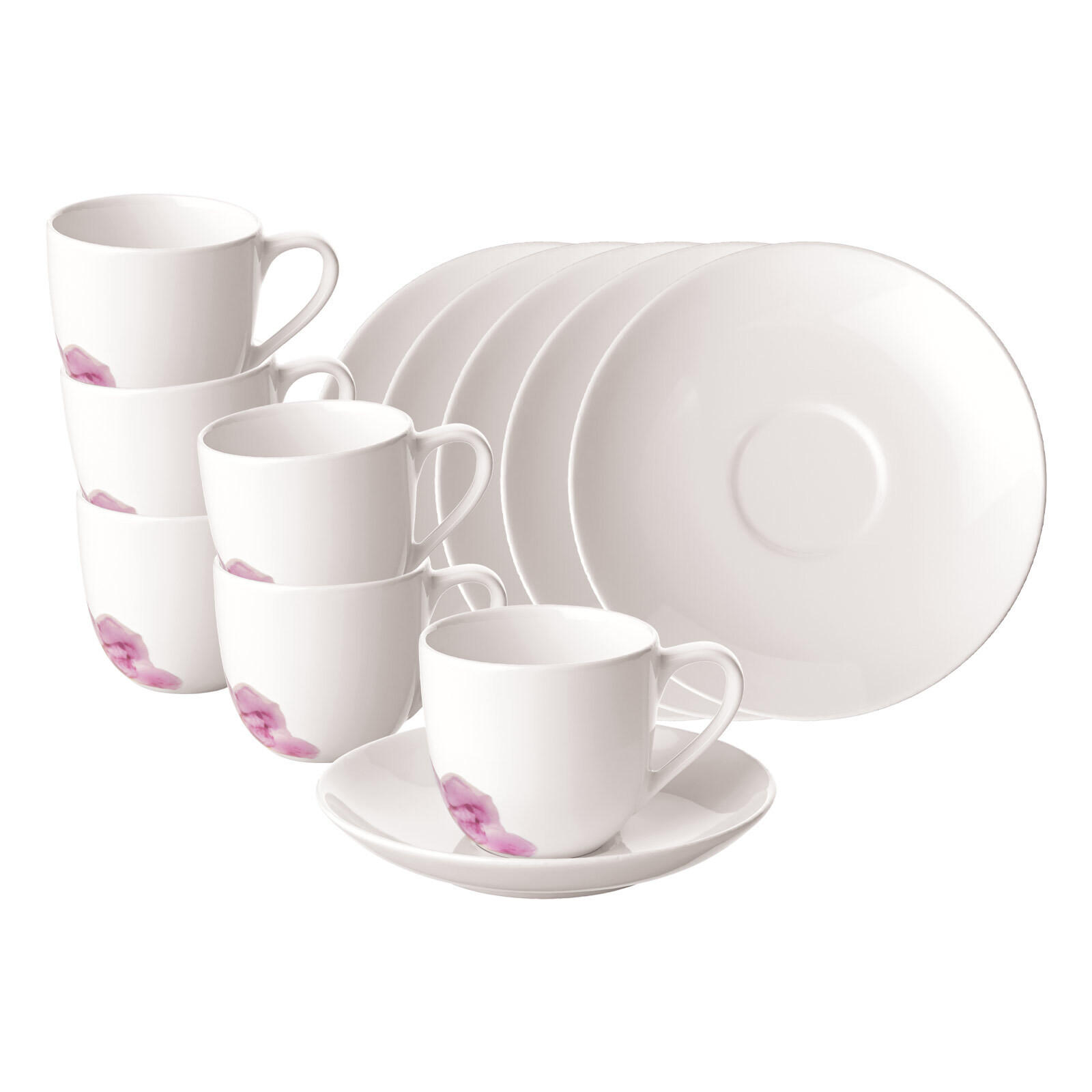 ESPRESSOTASSEN MIT UNTERTASSEN Rose Garden weiß 70 ml 6er Set - Weiß, Keramik (11.7/7.7/11.7cm) - Villeroy & Boch