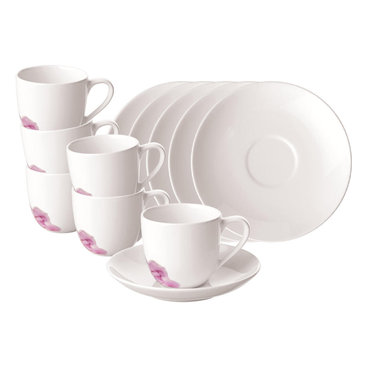ESPRESSOTASSEN MIT UNTERTASSEN Rose Garden weiß 70 ml 6er Set - Weiß, Keramik (11.7/7.7/11.7cm) - Villeroy & Boch