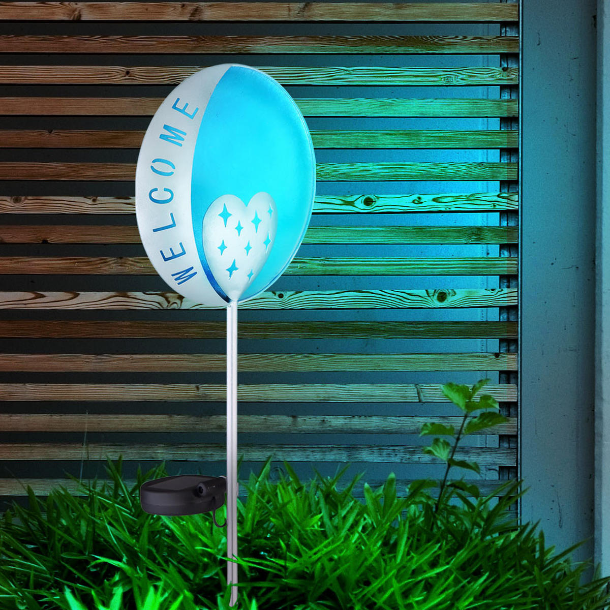 LED AUSSENLEUCHTE Solar Steckleuchte Silber Blau - Silberfarben, Metall (17/17/78.5cm)