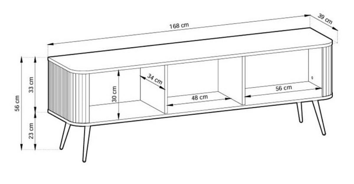 TV-SCHRANK Schwarz ZOJA Gefräst - Schwarz, Holzwerkstoff (168/56/39cm) - Sepro Meble