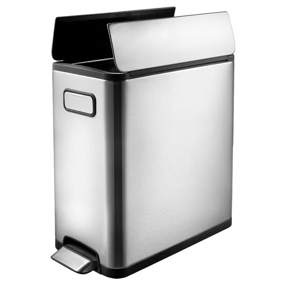 MÜLLEIMER Zur Abfallscheidung Aus Gebürstetem Edelstahl 20 Liter 46,5 x 25 x 37,5 cm Edelstahl - Silberfarben, Metall (25/46.5/37.5cm) - PROREGAL
