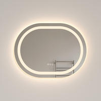 BADSPIEGEL mit Beleuchtung in Laufbahnform 80/60 cm - Weiß, Glas (60/2.5/80cm) - EMKE