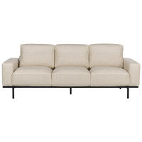 3-SITZER-SOFA Stoff cremefarben Lederoptik Sovik - Beige, Textil (215/72/87cm) - Beliani