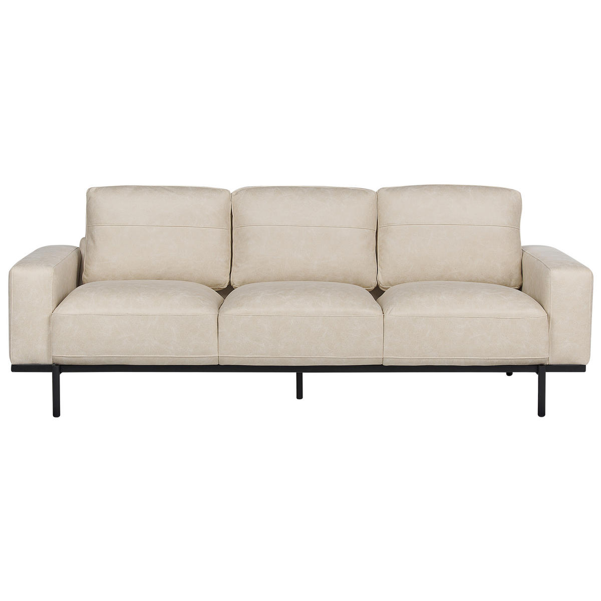3-SITZER-SOFA Stoff cremefarben Lederoptik Sovik - Beige, Textil (215/72/87cm) - Beliani