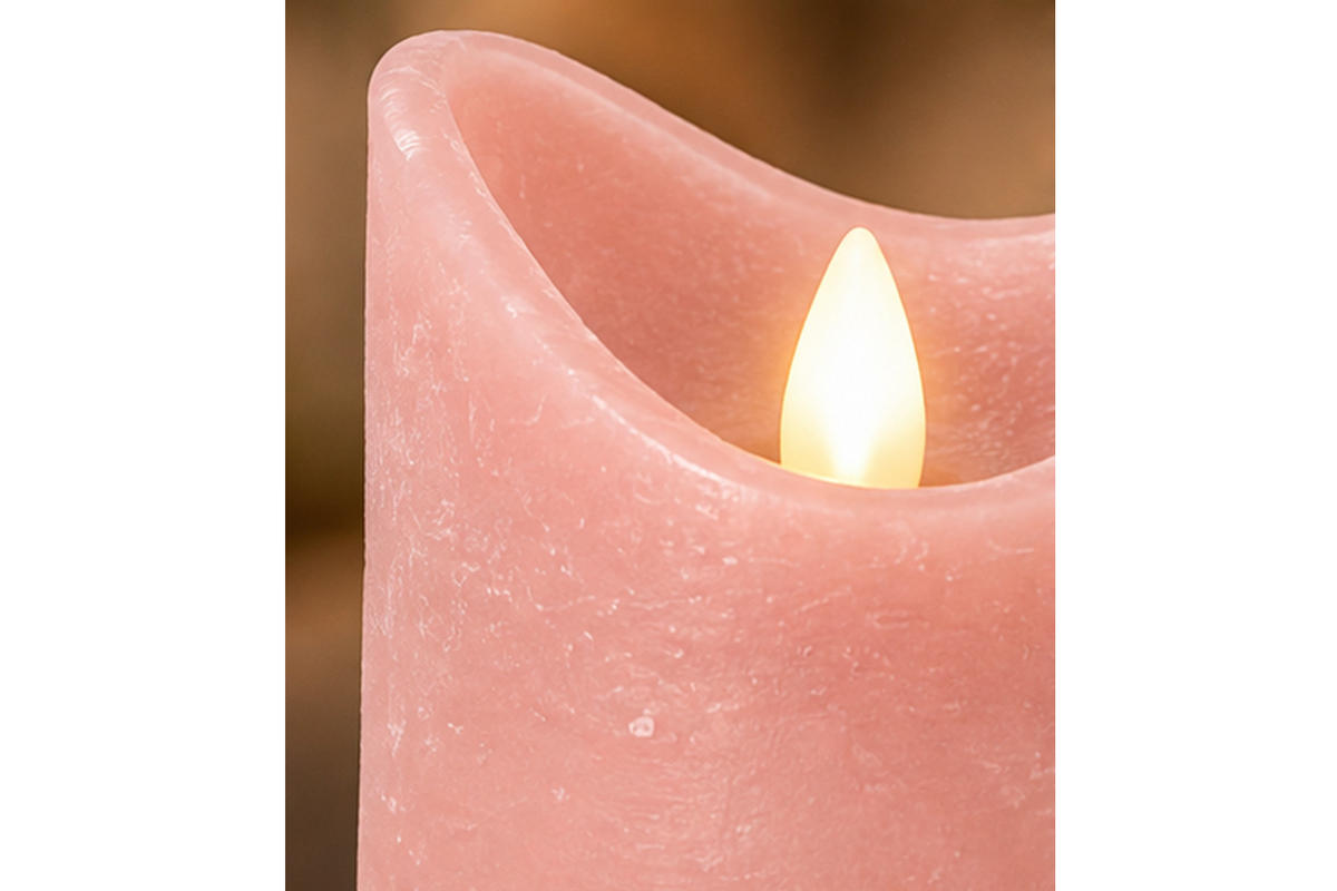 LED-KERZE Ø7,5x15 cm, Rosa - Rosa, Naturmaterialien (7.5/7.5/15cm) - dasmöbelwerk