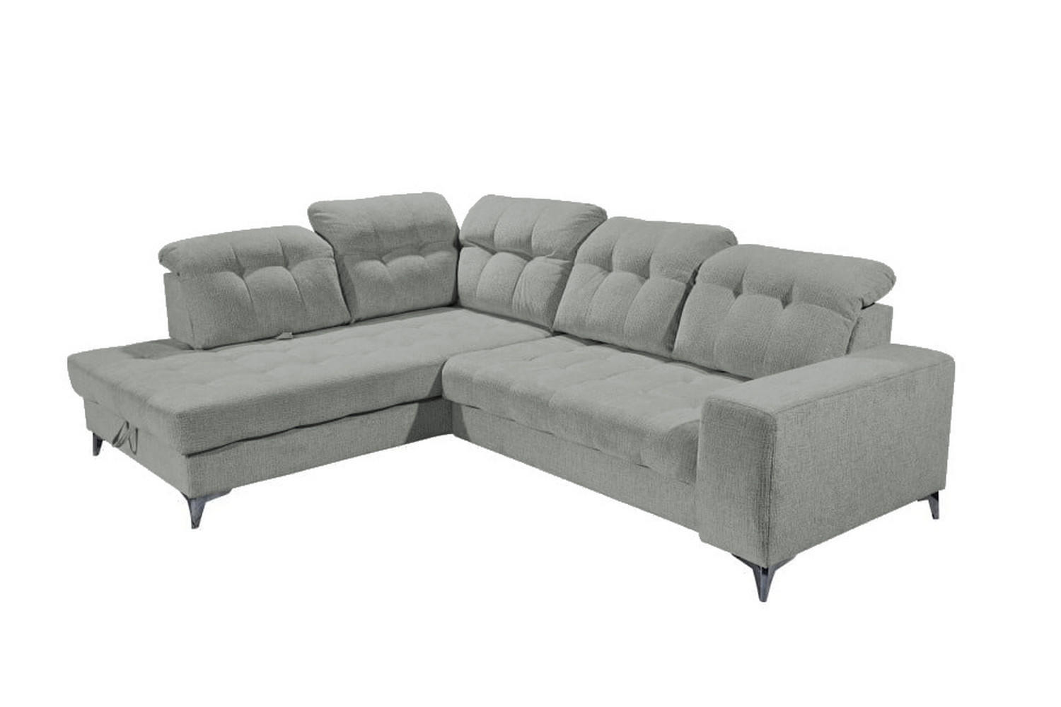 ECKSOFA mit elektronischem Sitzvorschub, Bettkasten und USB-Anschluss - Anthrazit/Schwarz, Textil/Metall (289/220cm) - ed exciting design