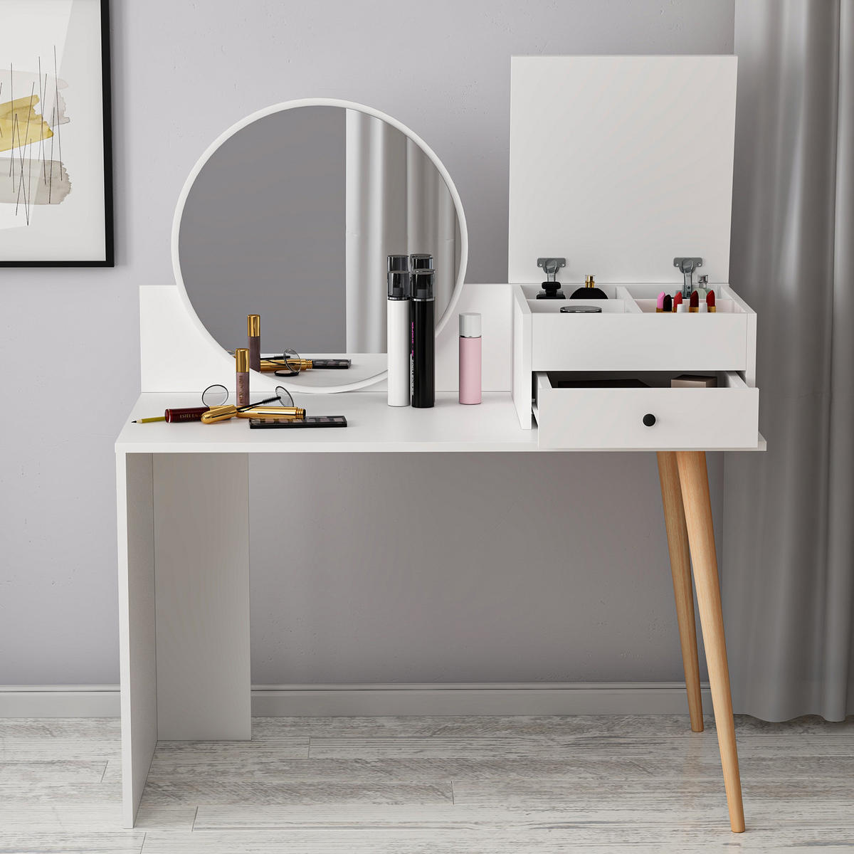 SCHMINKTISCH Nade Weiß - Weiß, Holzwerkstoff (120/96/60cm) - moebel17