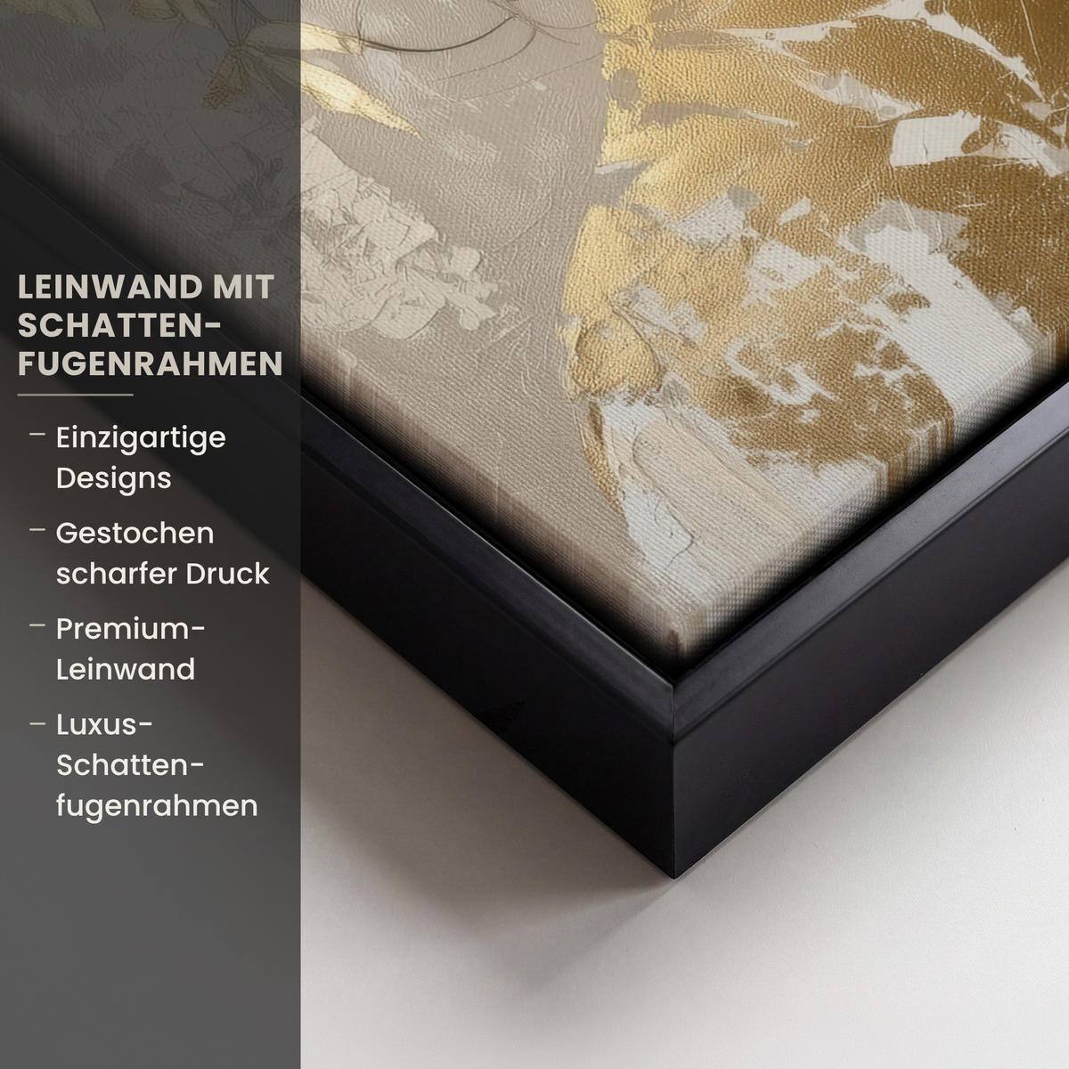 LEINWAND Bilder mit Rahmen - Gesicht - Frau - Blätter - Gold - 30x40 - Beige, Textil (30/40cm) - MuchoWow