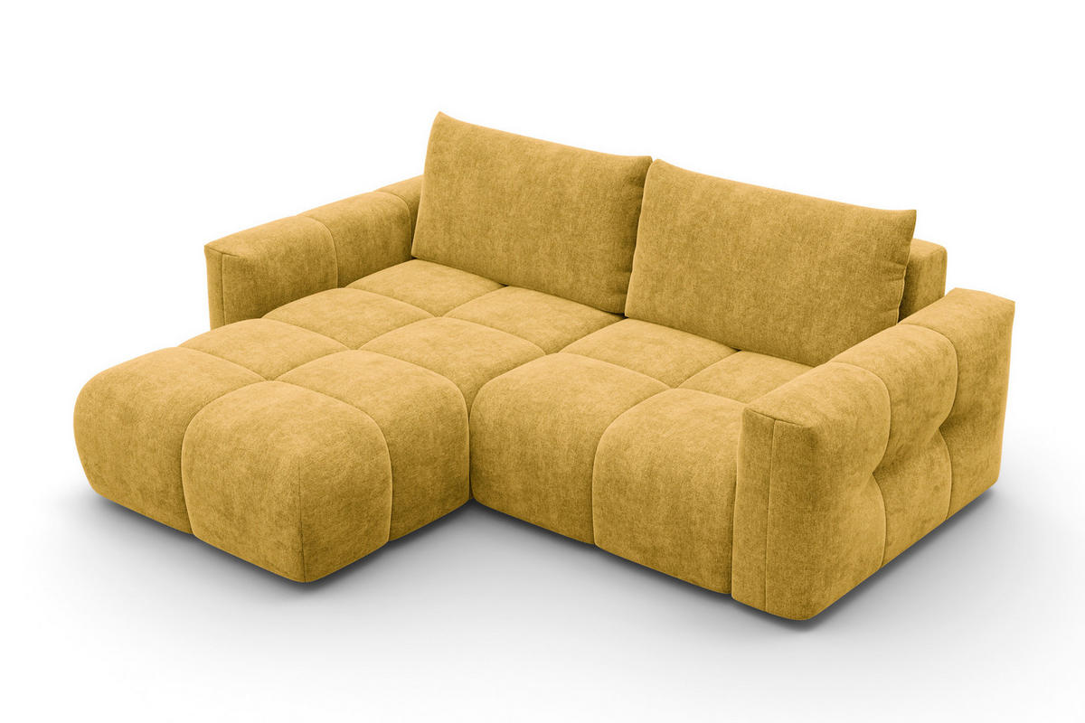 ECKSOFA VERONA 3-Sitzer links, Gelb - Gelb/Schwarz, Holz/Textil (224/173cm) - Courtois Laville