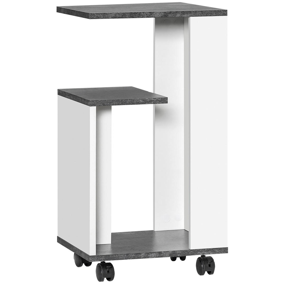 BEISTELLTISCH, Spanplatte, Grau/Weiß, 35 x 29,5 x 65,5 cm - Weiß/Grau, Metall (29.5/65.5/35cm) - HOMCOM