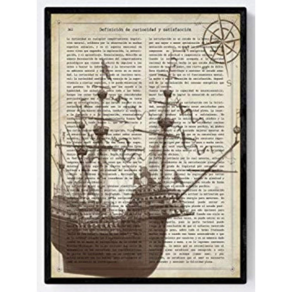 POSTER Alten Bootes A4 Schwarzer Rahmen - Schwarz, Papier (29.7/5/21cm) - Nacnic