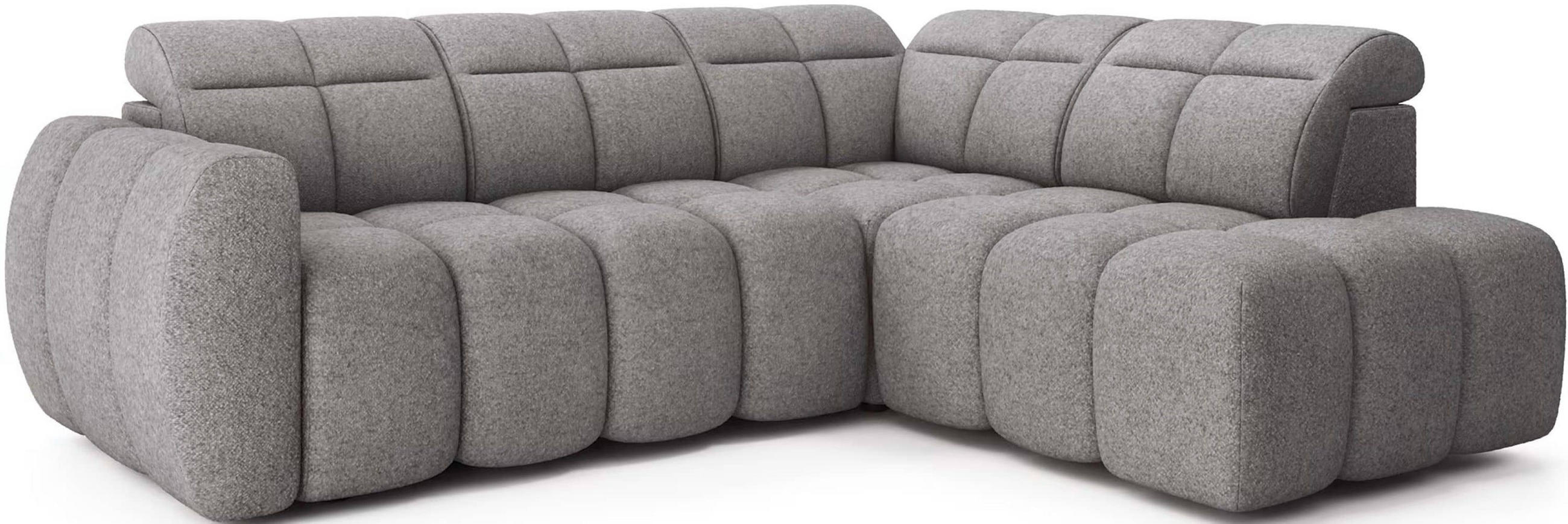 ECKSOFA mit elektrischem Sitzvorschub, Bettkasten und verstellbare Kopflehnen - Dunkelgrau, Naturmaterialien/Textil (208/258cm) - Eltap