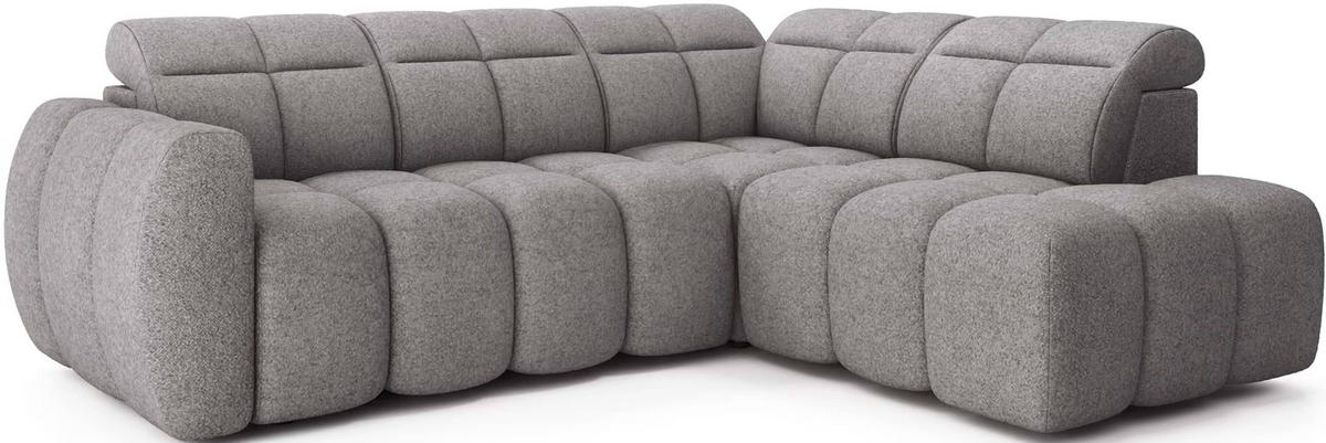 ECKSOFA mit elektrischem Sitzvorschub, Bettkasten und verstellbare Kopflehnen - Dunkelgrau, Naturmaterialien/Textil (208/258cm) - Eltap
