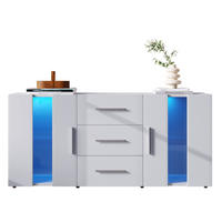 SIDEBOARD 140/35/70 cm weiß MDF mit 16 Farben LED-Leuchten und 3 Schubladen - Weiß, Holzwerkstoff (140/70/35cm) - OKWISH